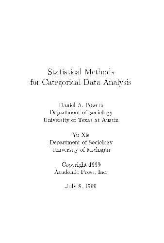 Statistical Methods for Categorical Data Analysis