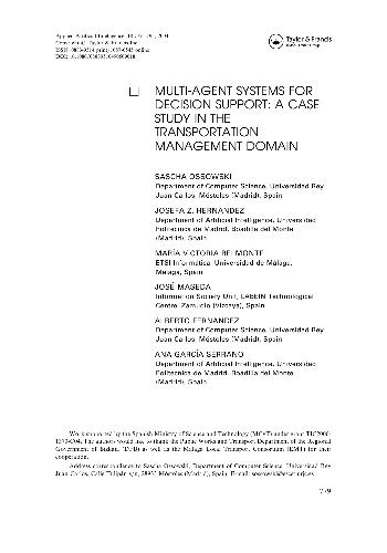 Multi Agent Systems for Decision Support A Case study in the transportation domain