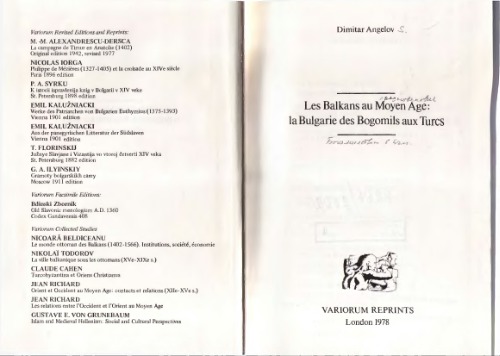 Les Balkans au Moyen Age : la Bulgarie des Bogomils aux Turcs