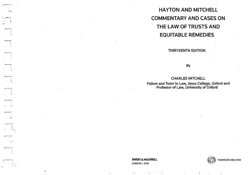 Hayton and Mitchell on the Law of Trusts & Equitable Remedies