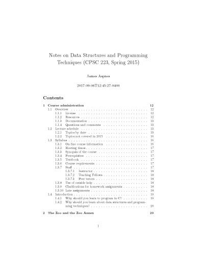 Notes on Data Structures and Programming Techniques [lecture notes]