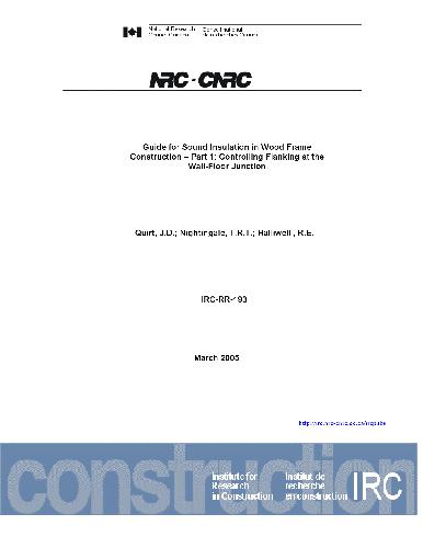 guide for sound insulation in wood frame construction