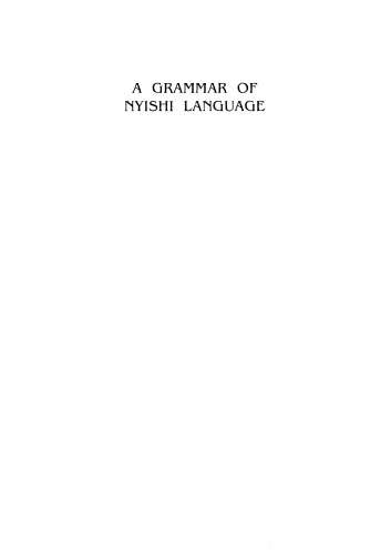 A grammar of Nyishi language