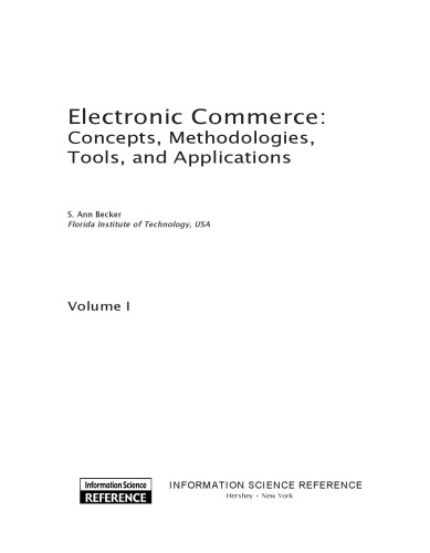 Electronic Commerce: Concepts, Methodologies, Tools and Applications