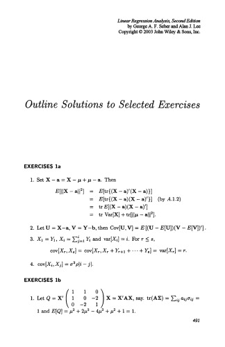 Linear Regression Analysis, Solutions to Selected Exercises