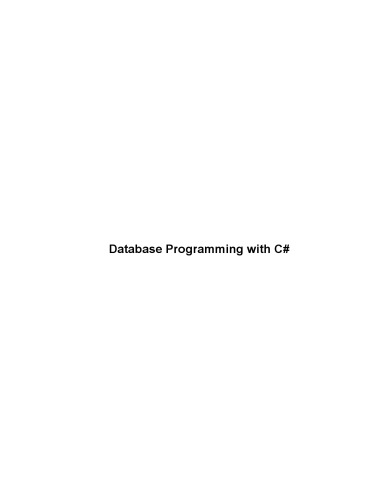 Database Programming with C#