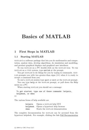 Basics of MATLAB and Beyond