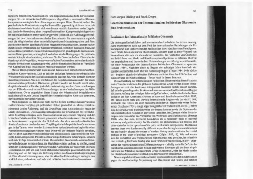 Gramscianismus in der Internationalf:n Politischen Ökonomie Eine Problemskizze