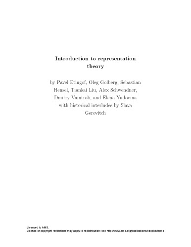 Introduction to representation theory [updated book]