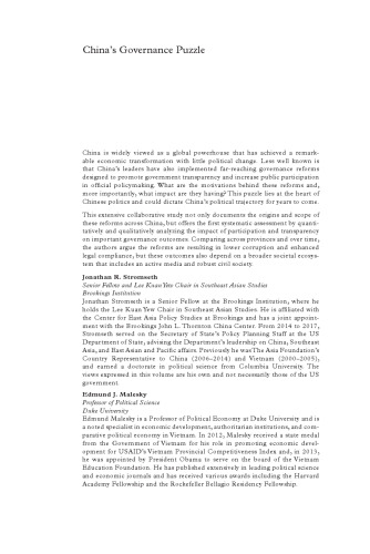 China’s Governance Puzzle: Enabling Transparency and Participation in a Single-Party State