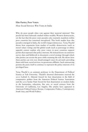 Elite Parties, Poor Voters: How Social Services Win Votes in India