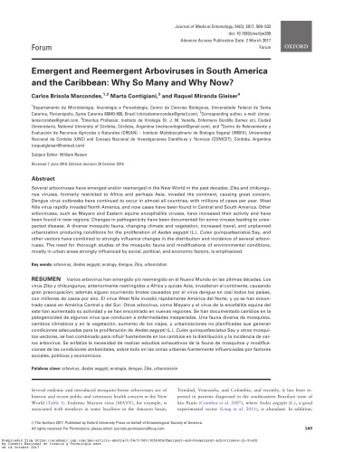 Emergent and Reemergent Arboviruses in South America and the Caribbean: Why So Many and Why Now?