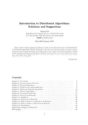 Solutions for Introduction to distributed algorithms