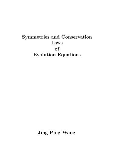 Symmetries and conservation laws of evolution equations
