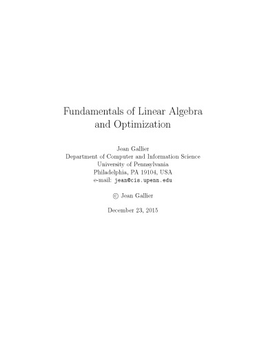Fundamentals of linear algebra and optimization
