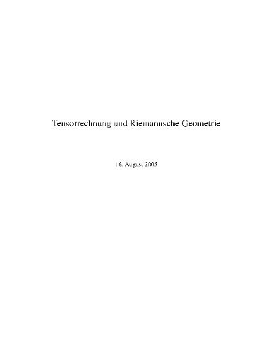 Tensorrechnung und Riemannsche Geometrie 001