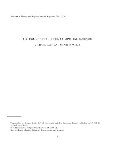 Category theory for computing science