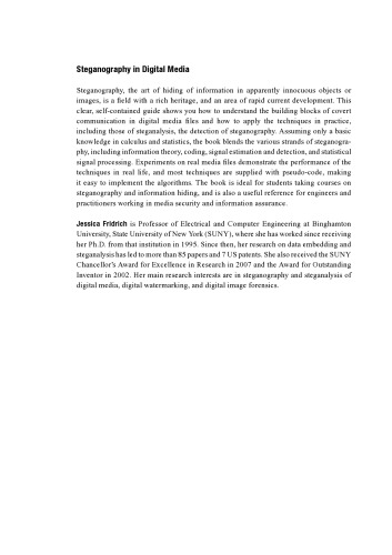 Steganography in Digital Media: Principles, Algorithms, and Applications