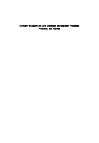 Handbook of early childhood development programs, practices, and policies