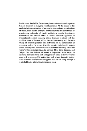 The International Organization of Credit: States and Global Finance in the World-Economy