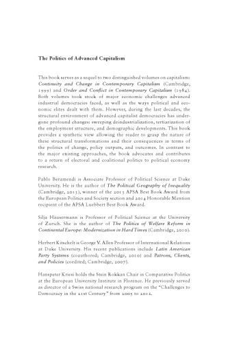 The politics of advanced capitalism