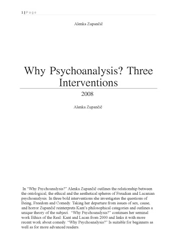 Why Psychoanalysis?