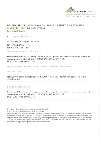 Dewey, Hook, and Mao: on some affinities between Marxism and pragmatism