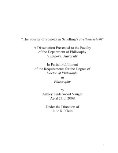 The Specter of Spinoza in Schelling’s Freiheitsschrift
