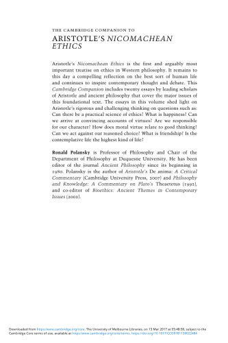 The Cambridge Companion to Aristotle’s Nicomachean Ethics