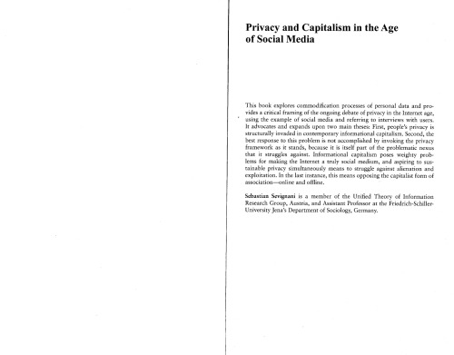 Privacy and Capitalism in the Age of Social Media