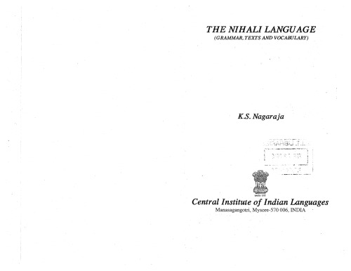 The Nihali language : grammar, texts and vocabulary