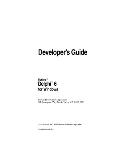 Delphi 6 for Windows Developer’s Guide