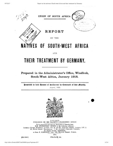 Report on the natives of South-West Africa and their treatment by Germany