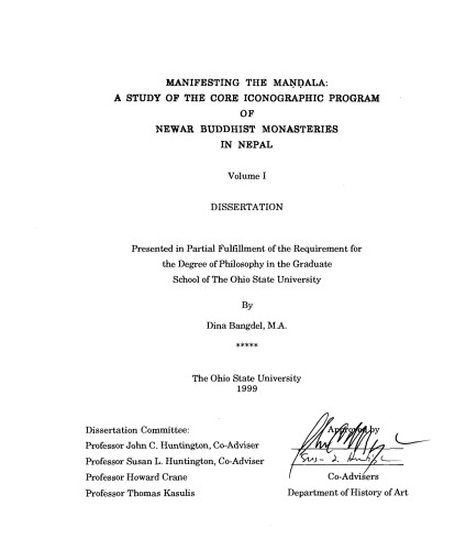Manifesting the Mandala : a study of the core iconographic program of Newar Buddhist Monasteries in Nepal [PhD thesis]