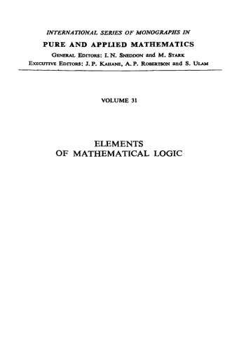 Elements of Mathematical Logic