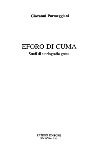 Eforo di Cuma: studi di storiografia greca