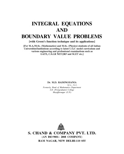 Integral Equation & Boundary Value Problem