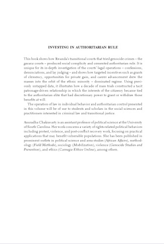 Investing in Authoritarian Rule: Punishment and Patronage in Rwanda’s Gacaca Courts for Genocide Crimes