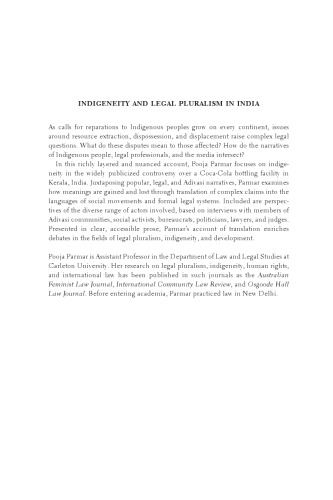 Indigeneity and Legal Pluralism in India: Claims, Histories, Meanings
