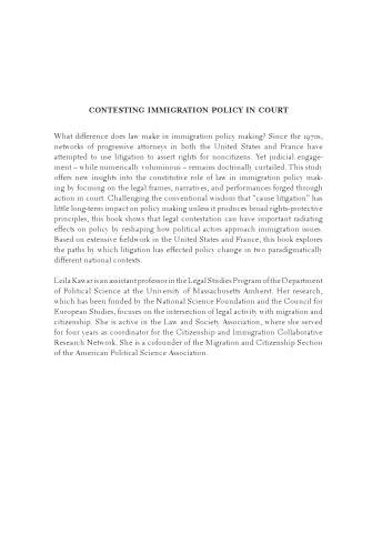 Contesting Immigration Policy in Court: Legal Activism and its Radiating Effects in the United States and France