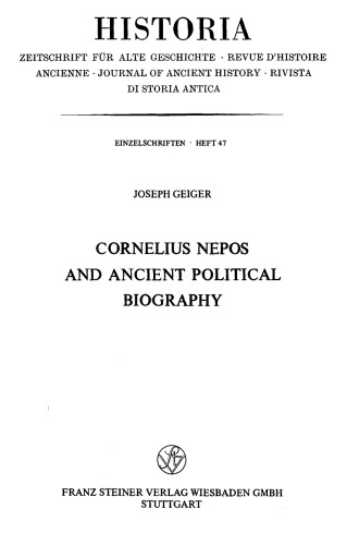 Cornelius Nepos and ancient political biography