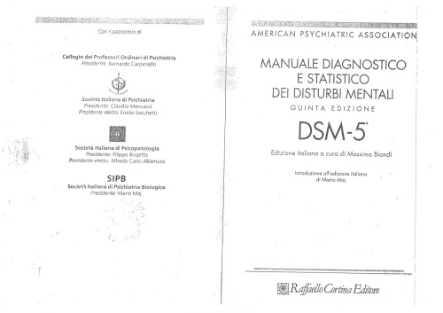 DSM-5. Manuale diagnostico e statistico dei disturbi mentali