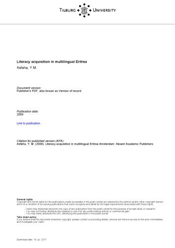 Literacy acquisition in multilingual Eritrea