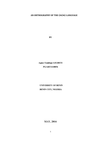 An orthography of the Ọ̀sọ́sọ̀ language