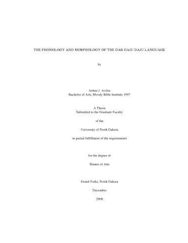 The Phonology and Morphology of the Dar Daju Daju Language