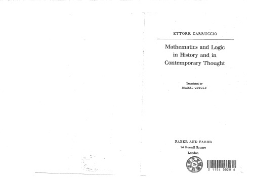 Mathematics and Logic in History and in Contemporary Thought