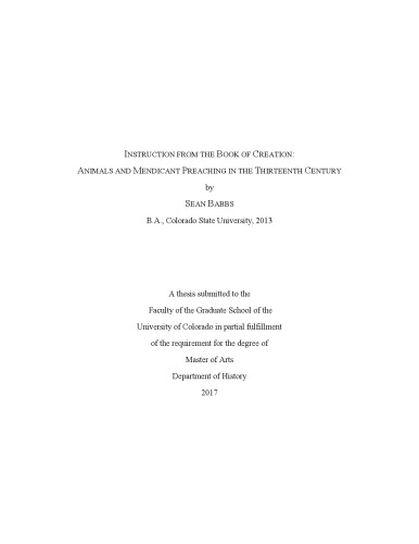 Instruction from the Book of Creation: Animals and Mendicant Preaching in the Thirteenth Century