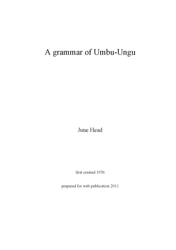 A grammar of Umbu-Ungu