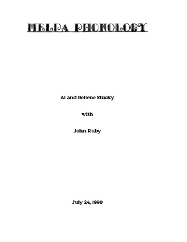 Melpa Phonology