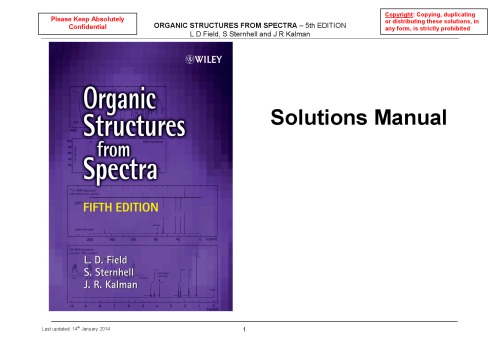 Organic Structures from Spectra: Solutions Manual